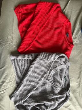 Women’s Red and grey Ribbed Crewneck Sweater Combo - SOLD TOGETHER